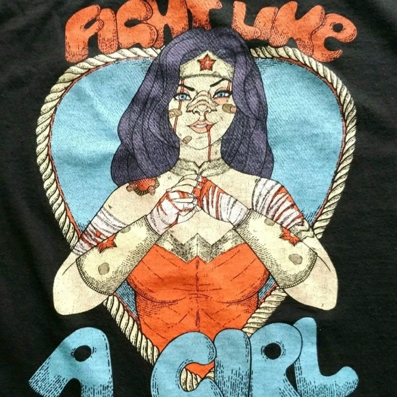 Fight Like A Girl T-shirt Wonder Woman Graphic Tee - Picture 2 of 6